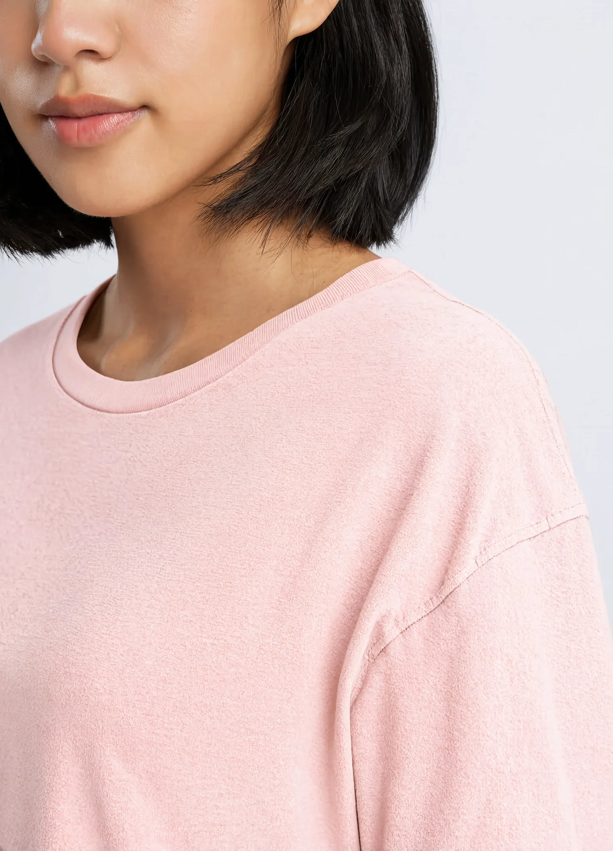 nabi Crop Top in Underwing (pale pink), neckline and shoulder detail