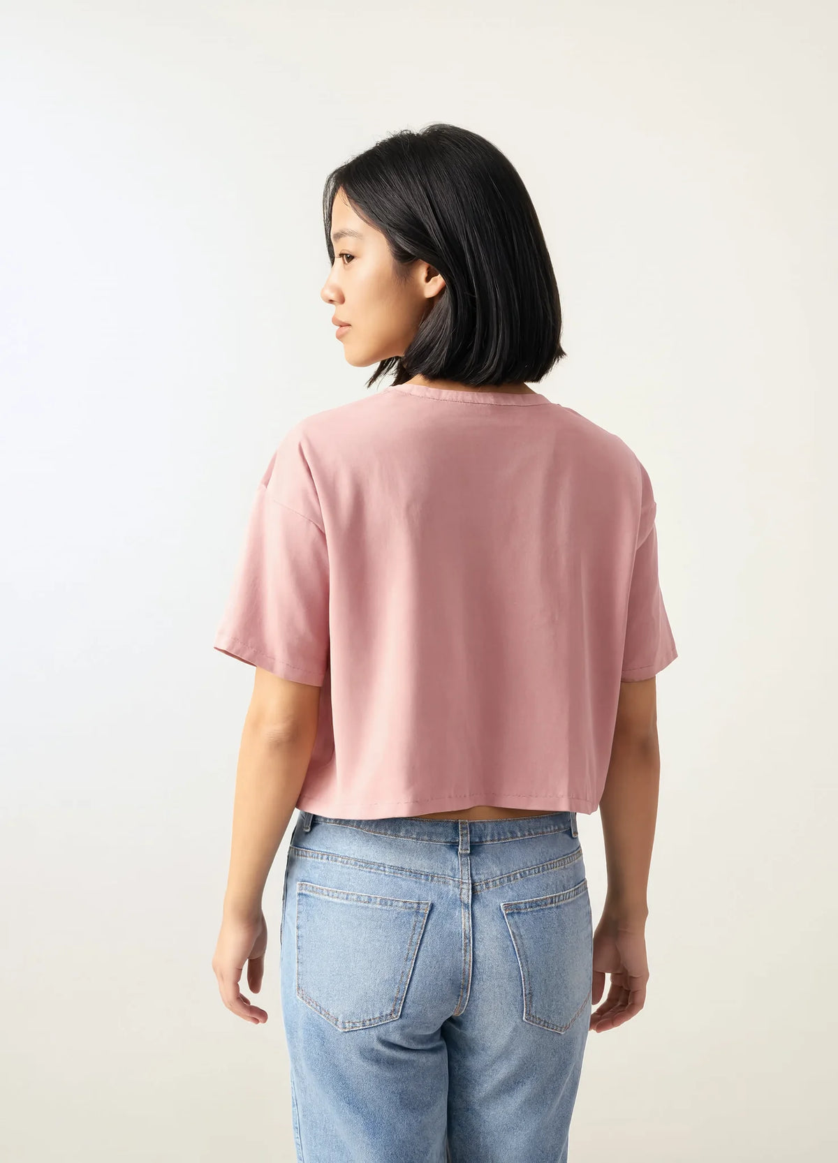 nabi Crop Top in Underwing (pale pink), back view on model