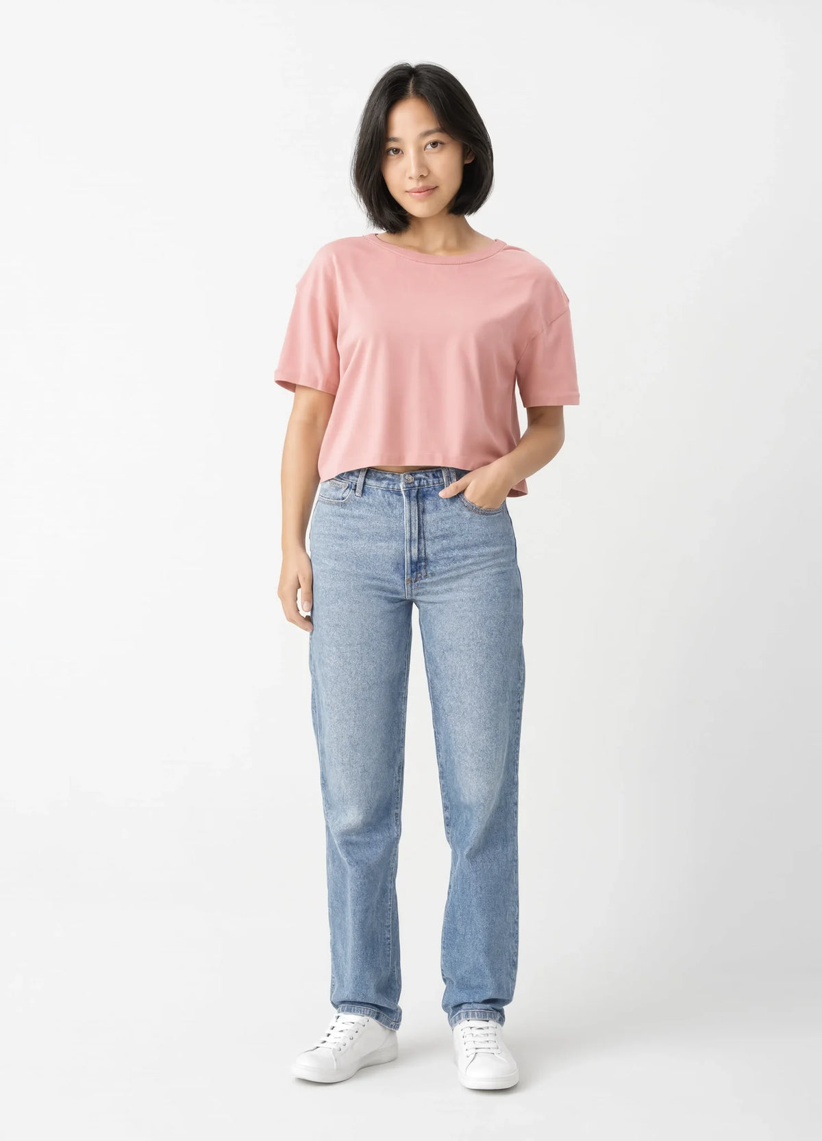 nabi Crop Top in Underwing (pale pink), front view on model