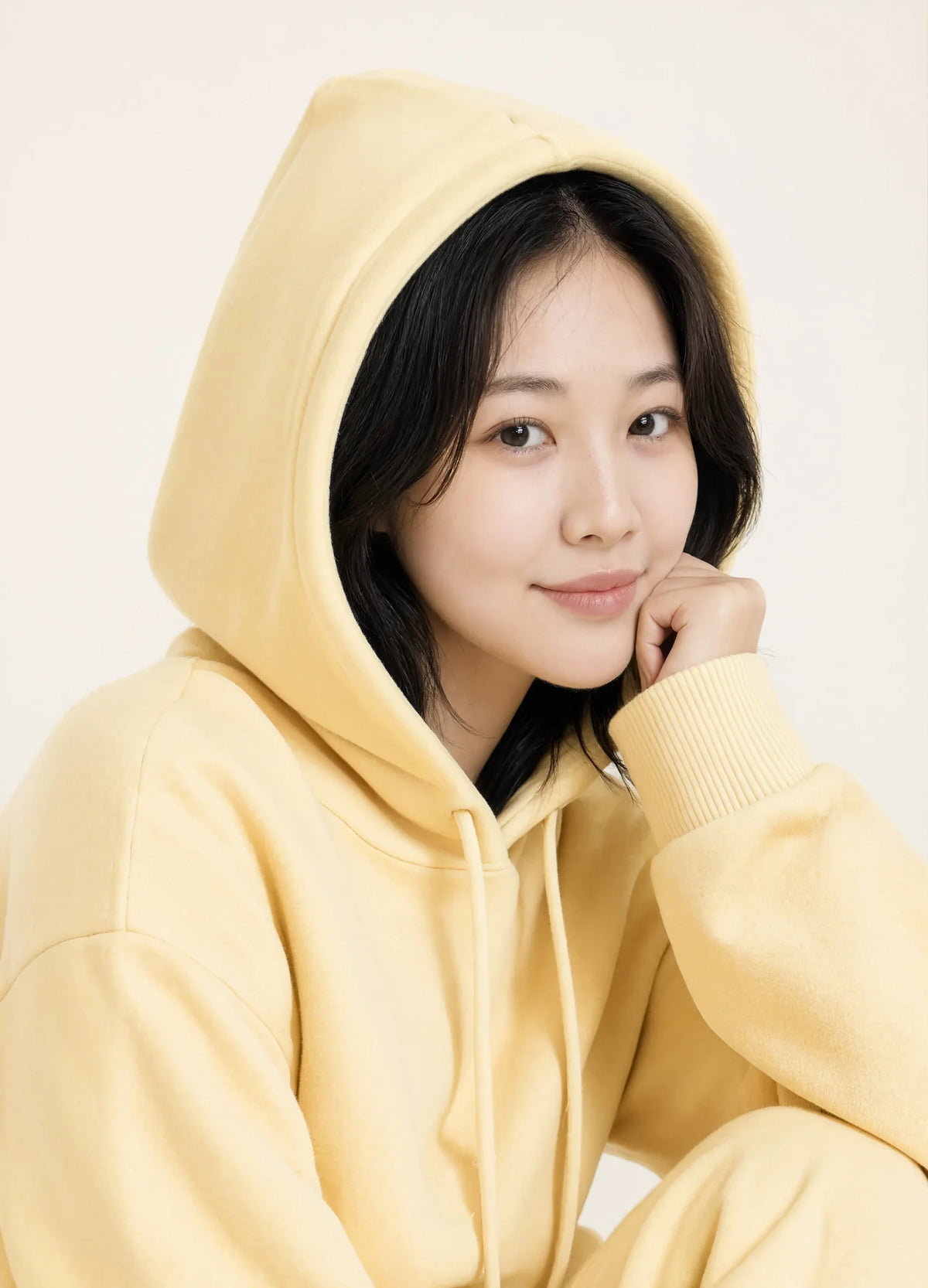 nabi Pullover Hoodie in Sunday Butter (soft butter yellow), tonal portrait