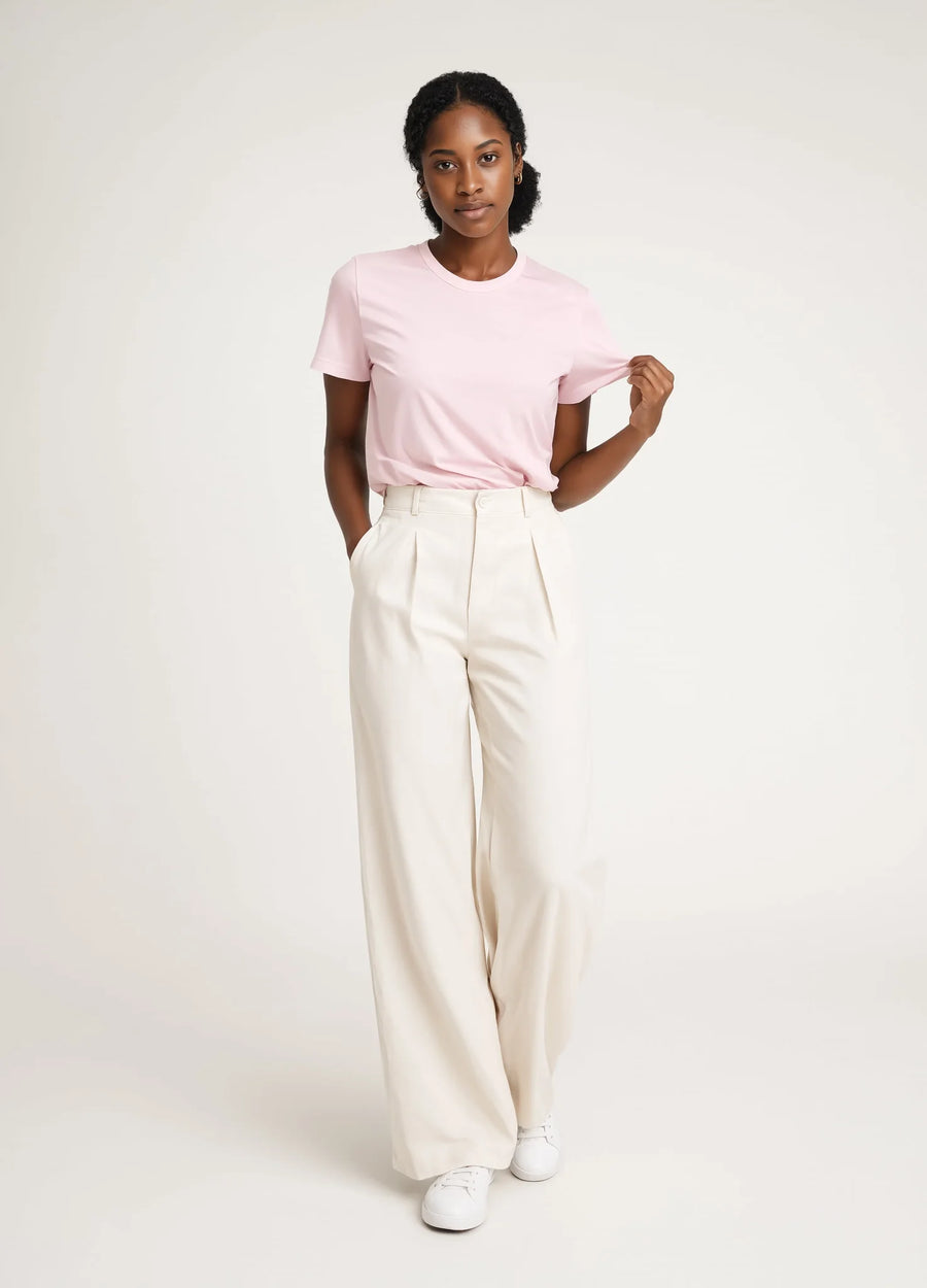 nabi Classic Tee in Underwing (pale pink), front view on model