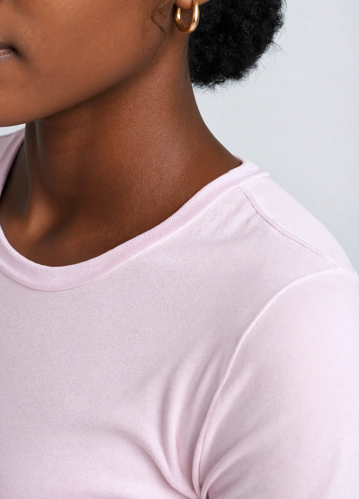 nabi Classic Tee in Underwing (pale pink), neckline detail