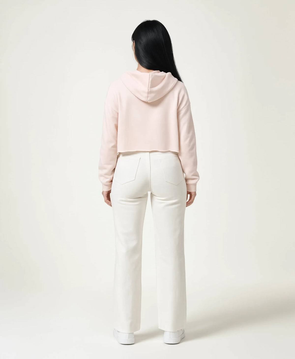 nabi Cropped Hoodie in Underwing (pale pink), back view on model